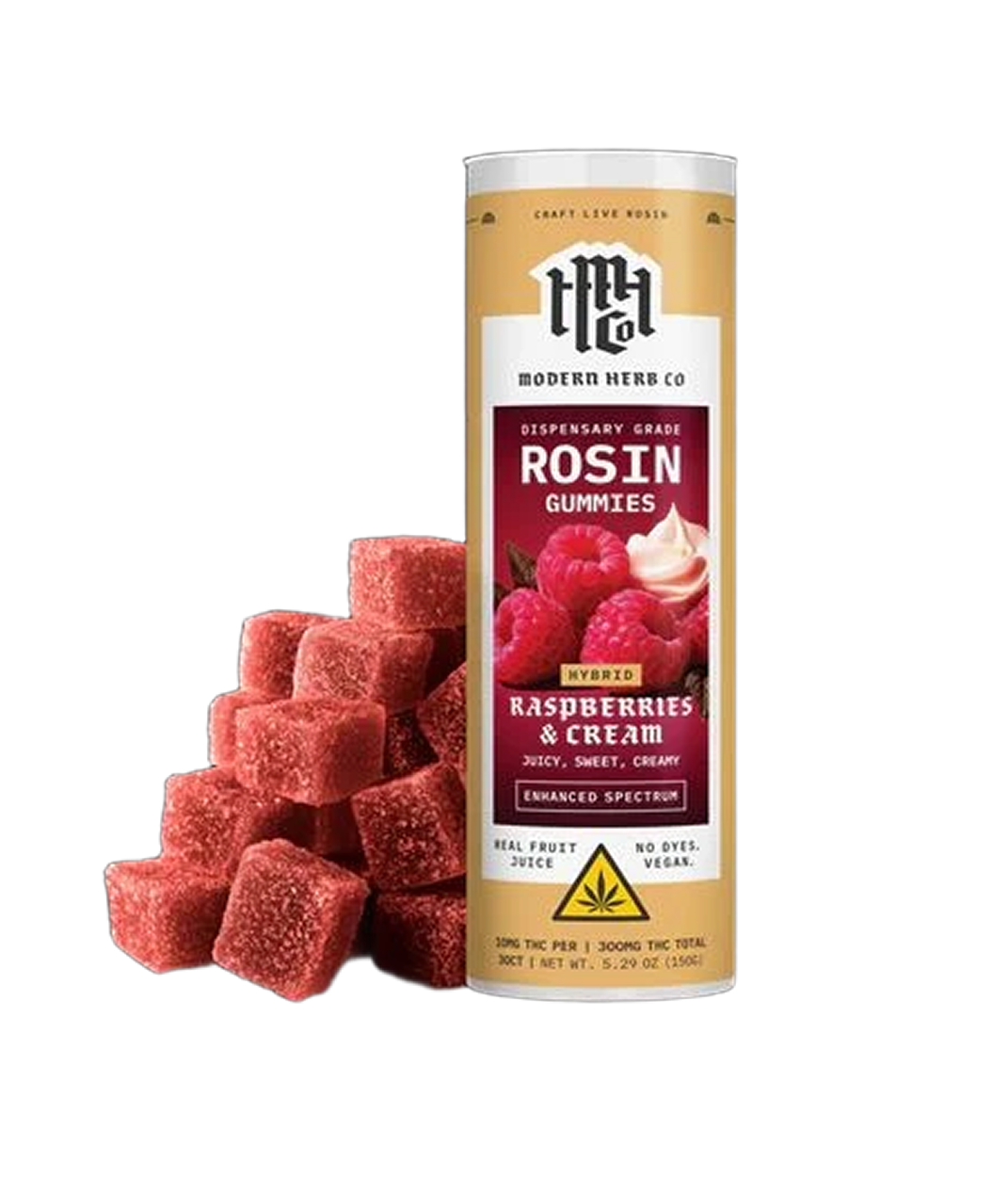 Modern Herb Co. Delta-9 Live Rosin Gummies – Raspberries & Cream (Hybrid)